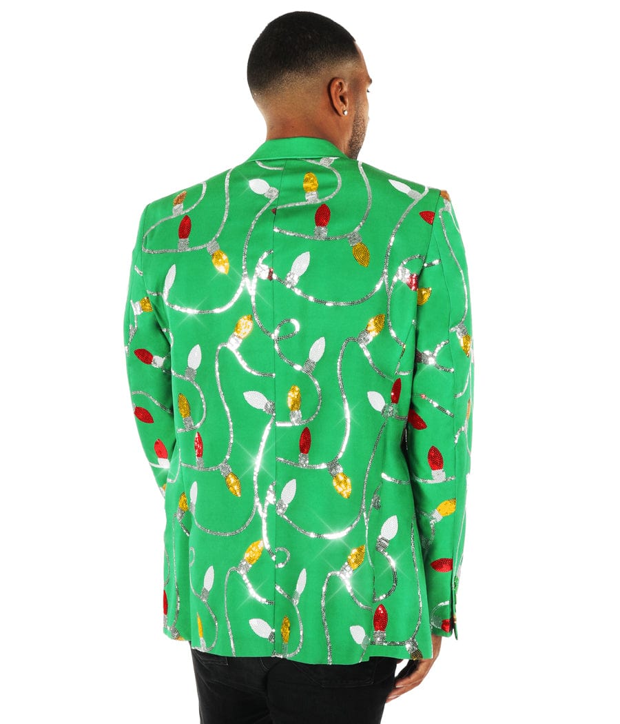Men's Green Sequin Light Blazer Image 3