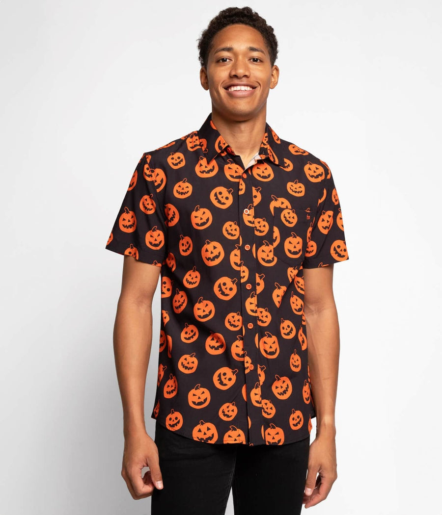Men's Pumpkin Button Down Shirt Image 2