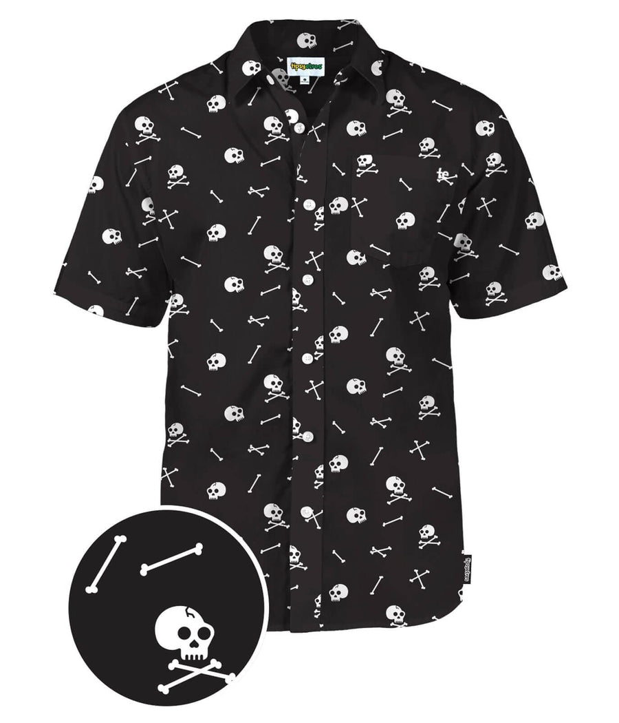 halloween dress shirt Happy Scary Pumpkin Cotton T-Shirt 2XL / Sports Grey black cats Men's Tipsy Elves Skeleton Button