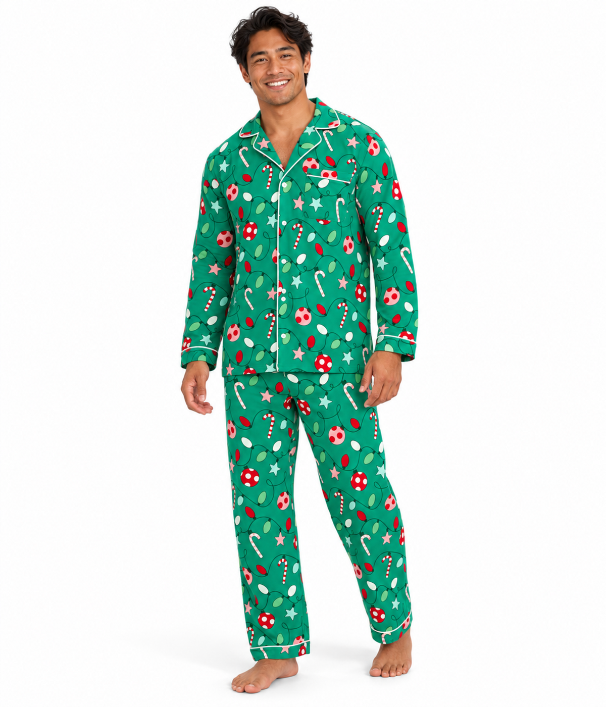 Men's Holly Jolly Lapel Pajama Set