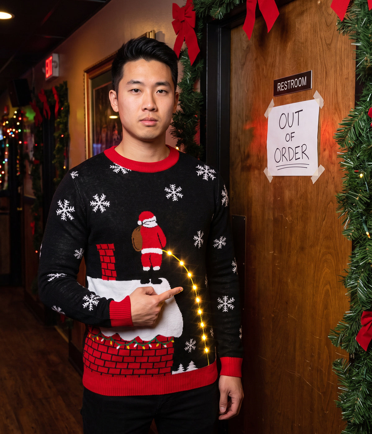 Men's Leaky Roof Light Up Ugly Christmas Sweater Image 2