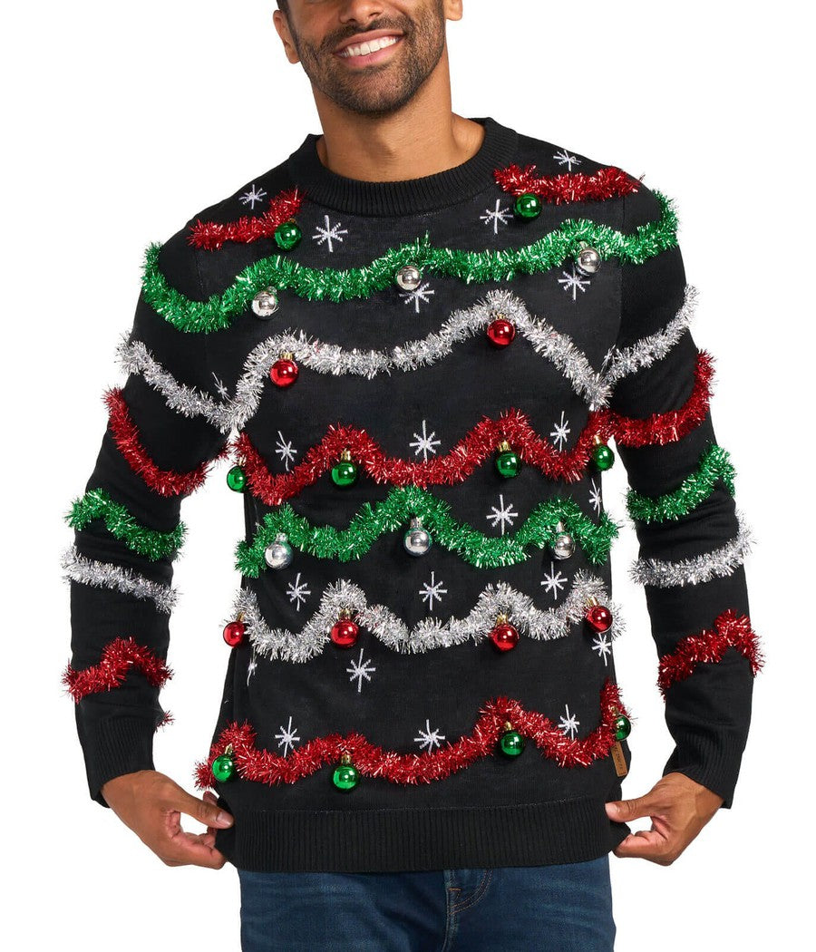 Men's Midnight Garland Light Up Ugly Christmas Sweater Image 4