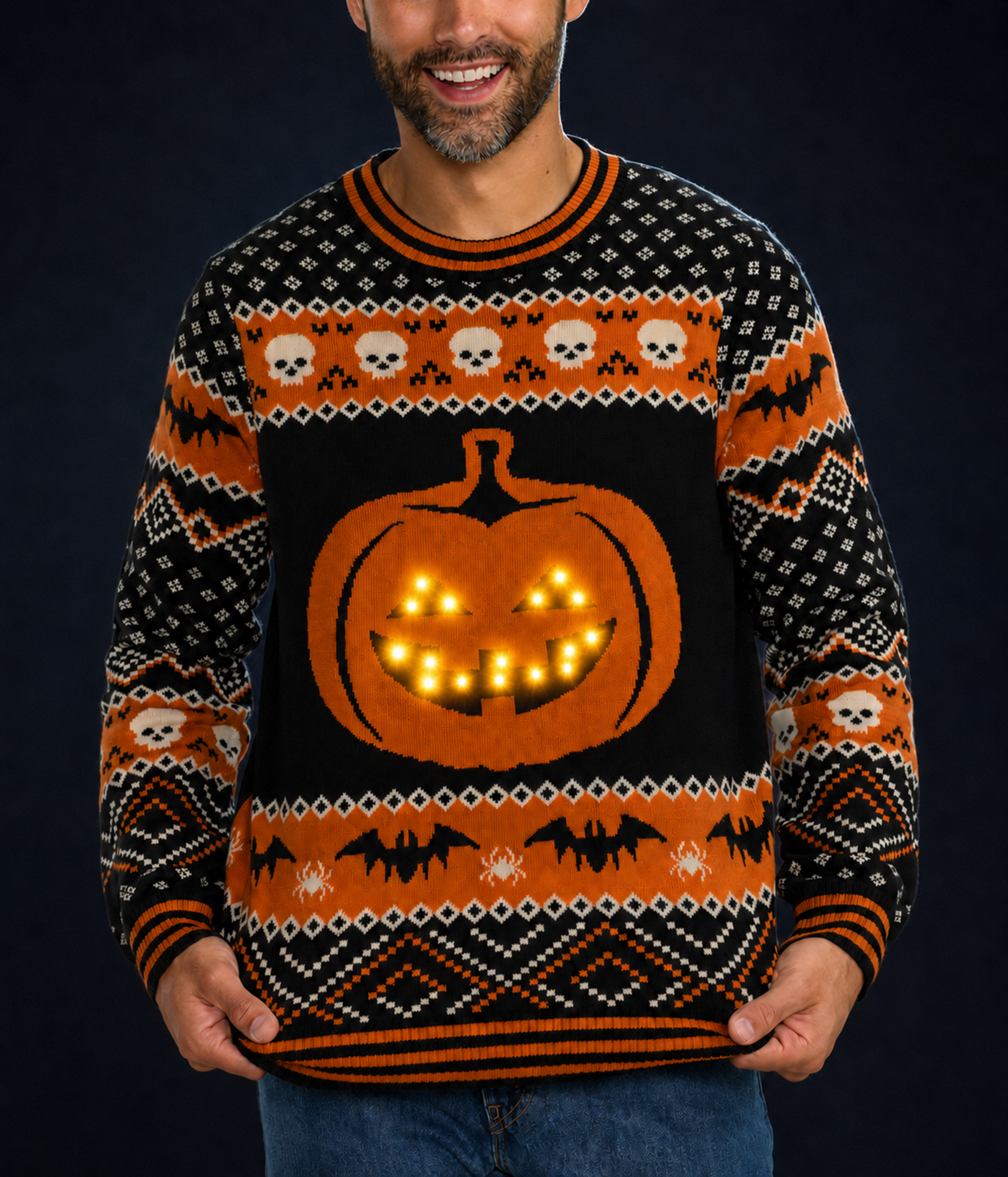Men's Pumpkin Light Up Sweater