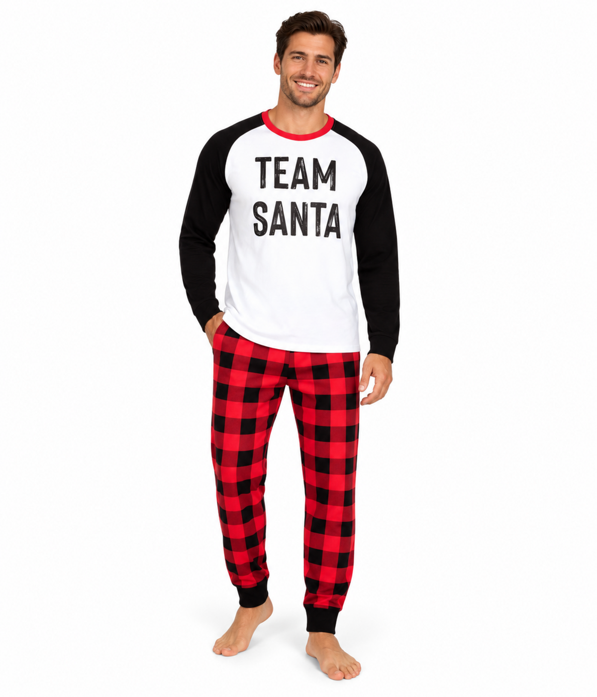 Men's Team Santa Crew Neck Pajama Set Primary Image