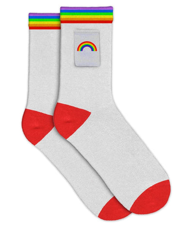 Men's White Rainbow Socks with Pocket (Fits Sizes 8-11M)