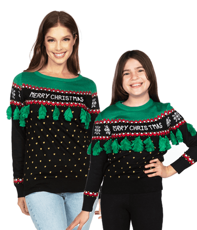 Mommy Me Christmas Tree Tassel Ugly Christmas Sweaters Tipsy Elves