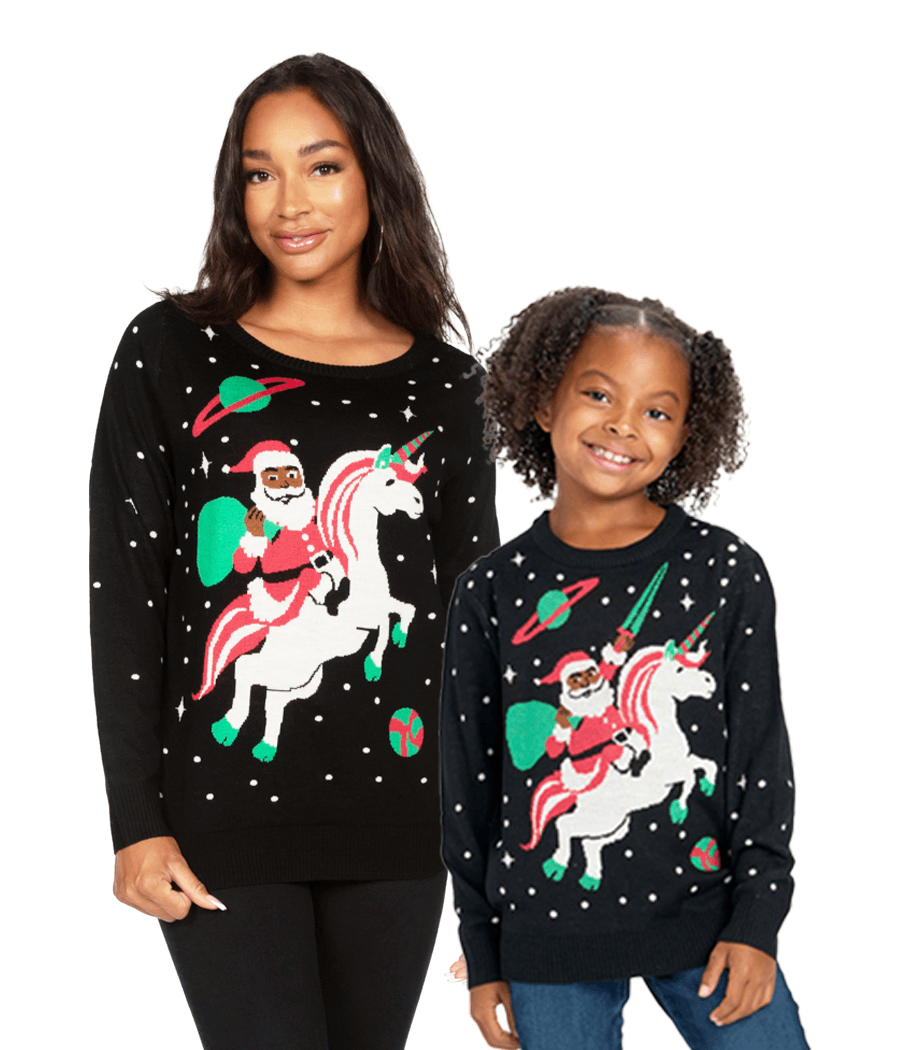 Mommy & Me Santa Unicorn Ugly Christmas Sweaters Primary Image