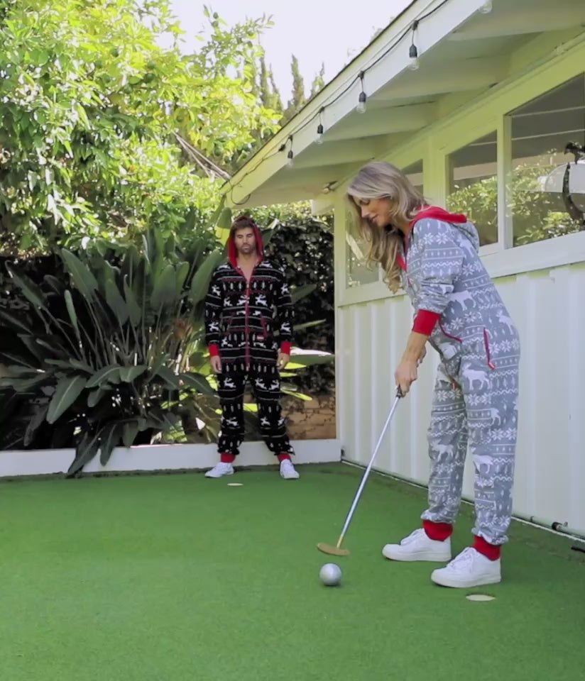 Men's Black and Red Fair Isle Jumpsuit Image 7