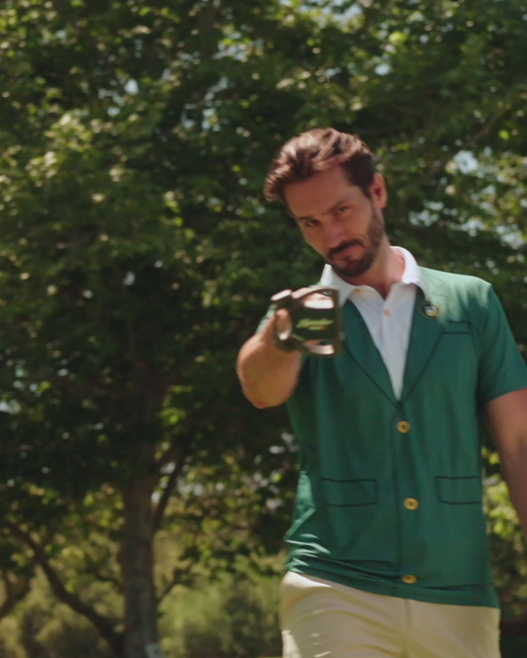 Men's Green Blazer Golf Polo Image 4