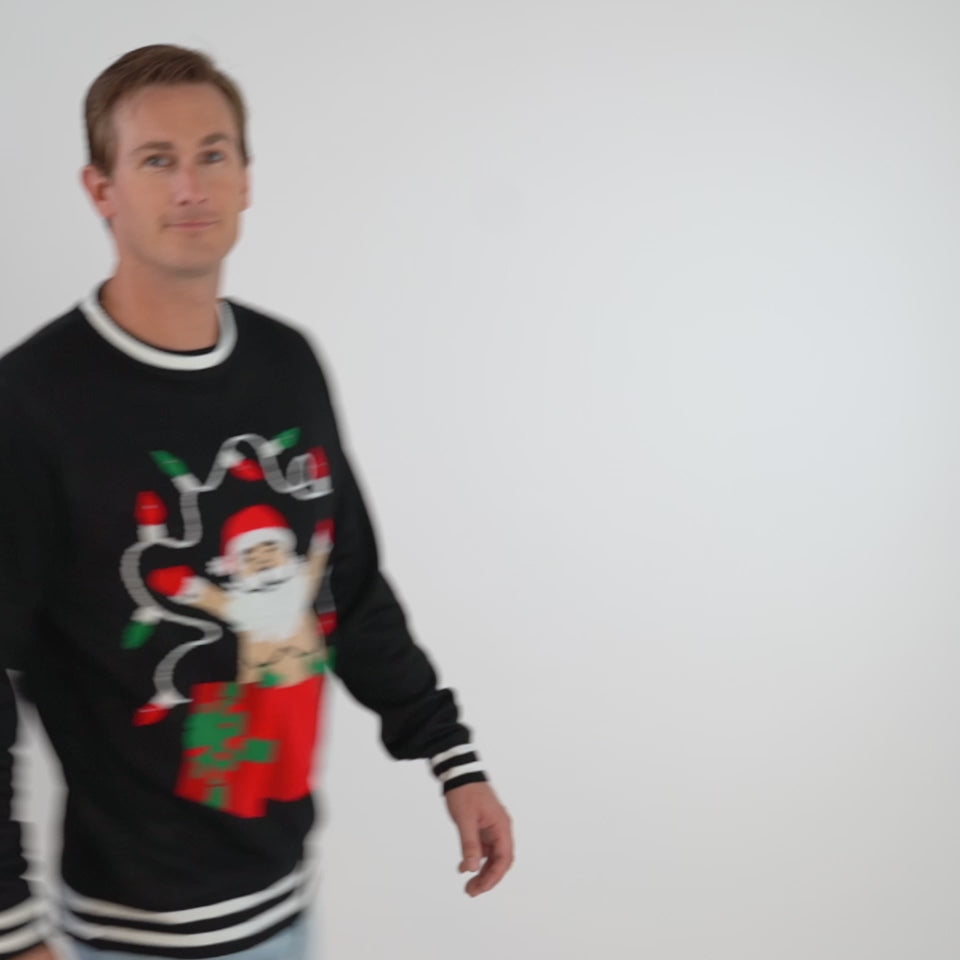 Men's Yuletide Tassels Light Up Ugly Christmas Sweater Image 3