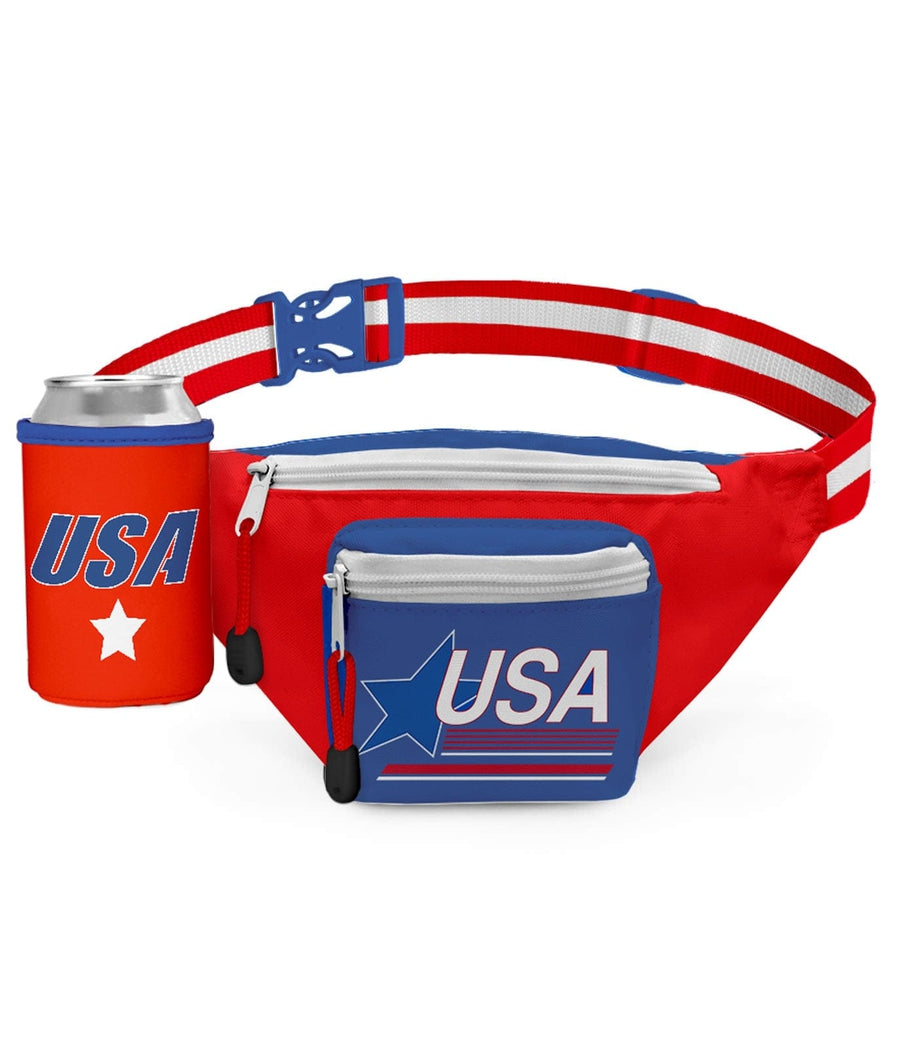 Red USA Fanny Pack w/ Drink Holder