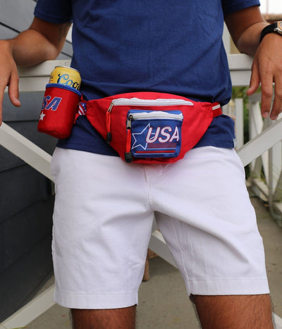 Red USA Fanny Pack w/ Drink Holder