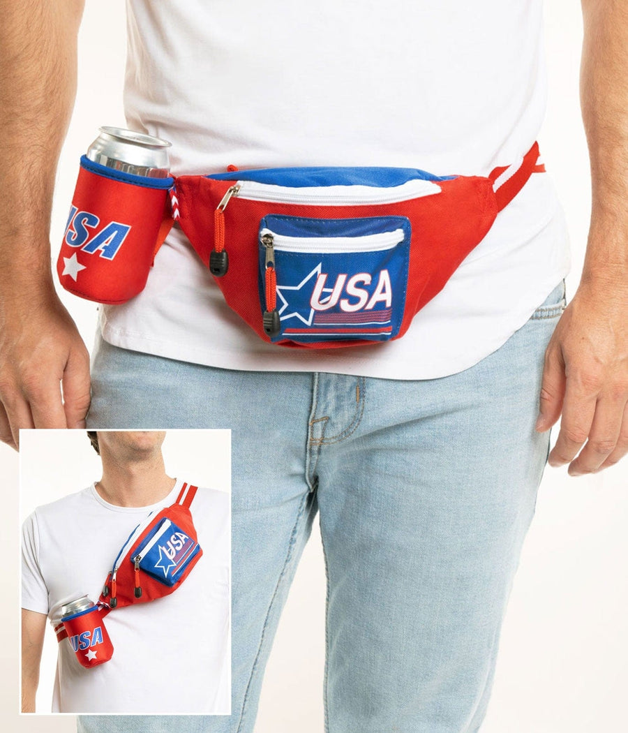Red USA Fanny Pack w/ Can Holder | Tipsy Elves