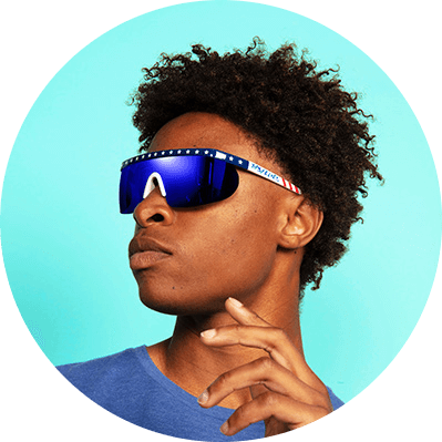 shop accessories - image of model wearing say can you see sunglasses