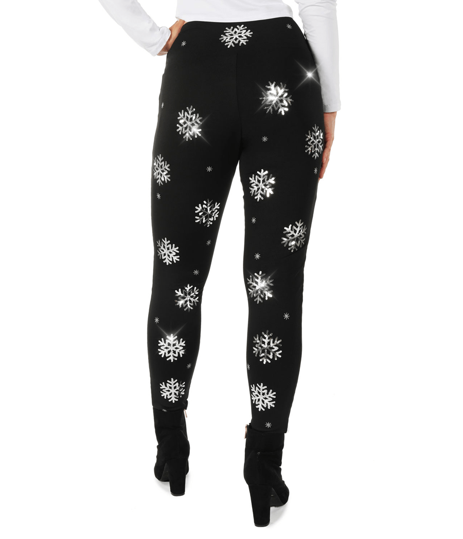 Black and white snowflake leggings discount