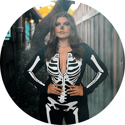 shop sexy costumes - image of woman wearing skeleton bodysuit costume