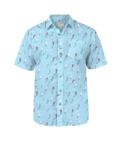 Men's Christmas Skiing Santa Button Down Shirt Image 4