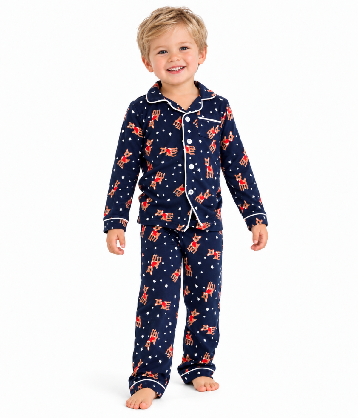 Toddler Boy's Rudolph Lapel Pajama Set
