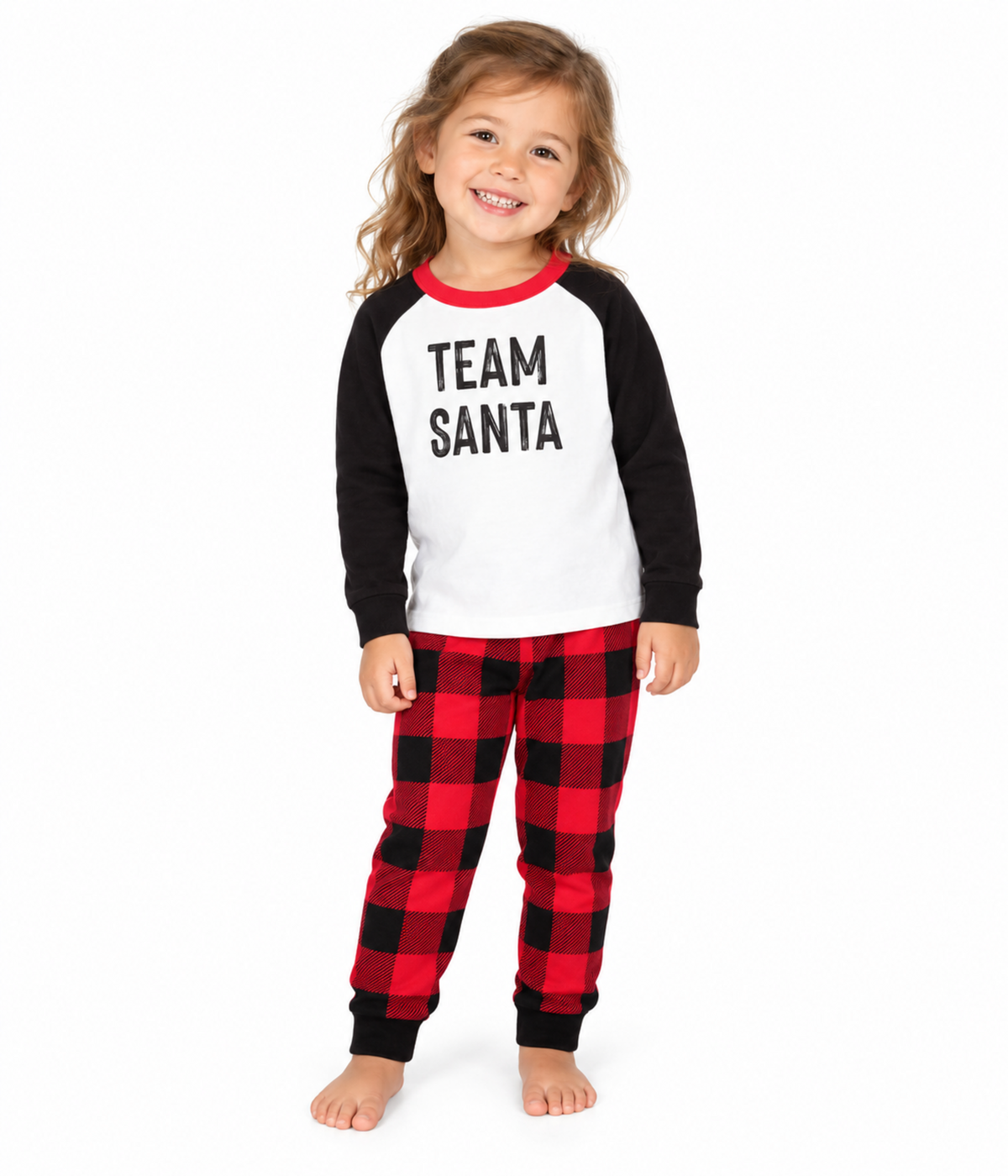 Toddler Girl's Team Santa Crew Neck Pajama Set