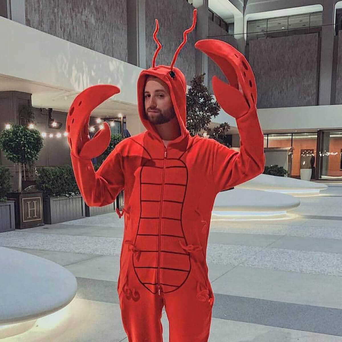 image of man wearing men's lobster costume
