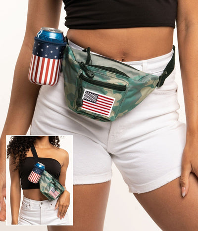 USA Camo Fanny Pack with Drink Holder Image 2