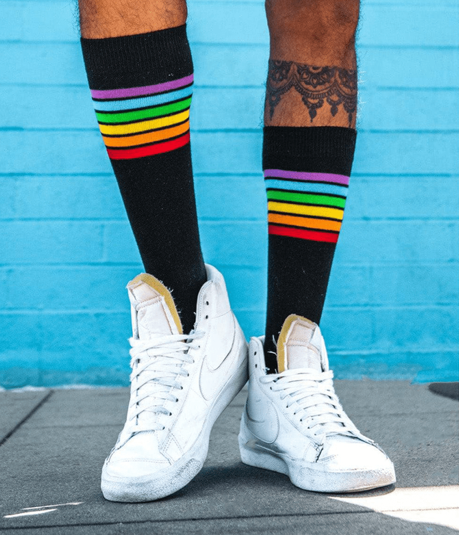Women's Black Rainbow Socks (Fits Sizes 6-11W)