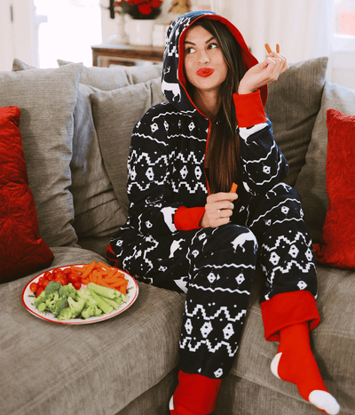 Women's Blue Reindeer Jumpsuit Image 3