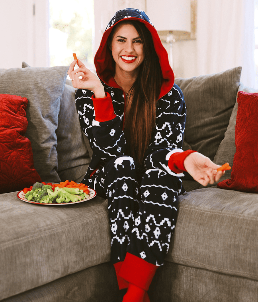 Women's Blue Reindeer Jumpsuit