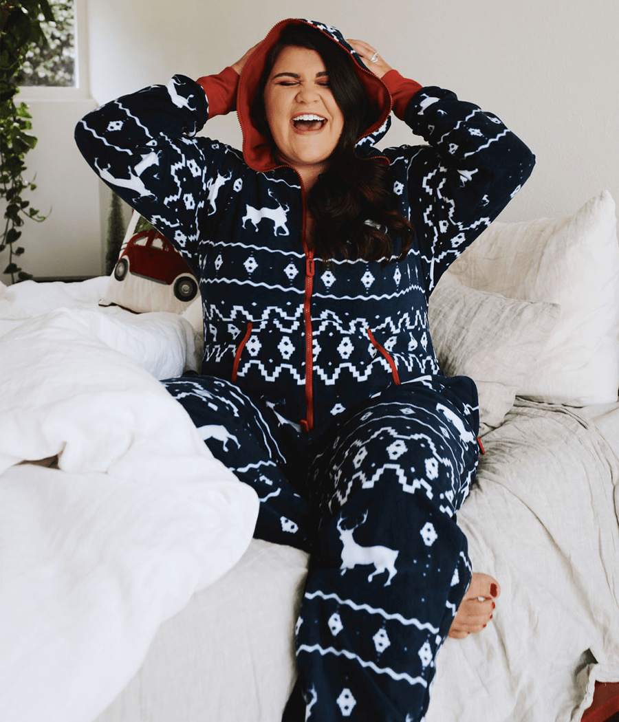 Women's Blue Reindeer Jumpsuit Image 5