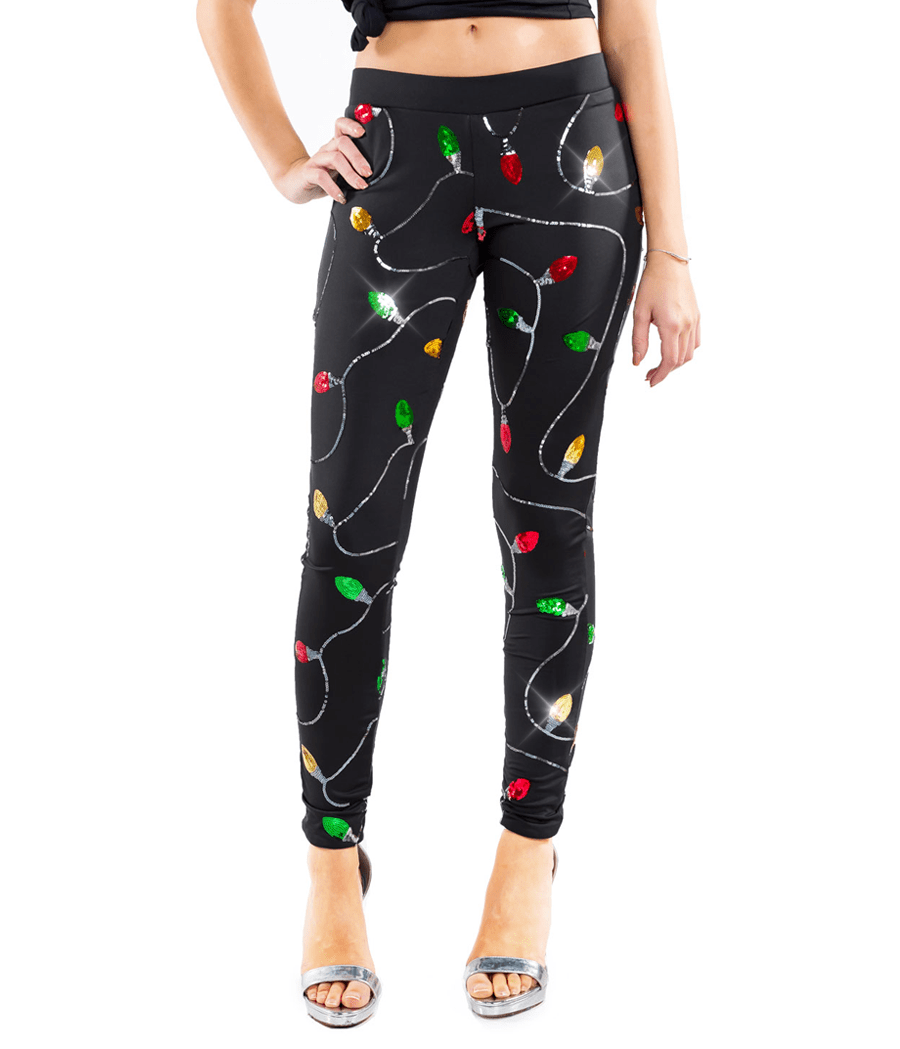 Tipsy Elves Women's Christmas Lights Leggings Holiday Pants (X