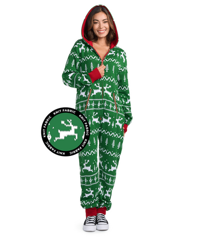 Women's Green Fair Isle Knit Jumpsuit Primary Image