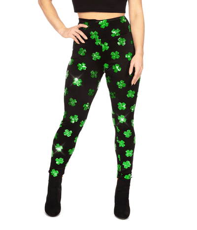 Sequin Clover High Waisted Leggings Image 3