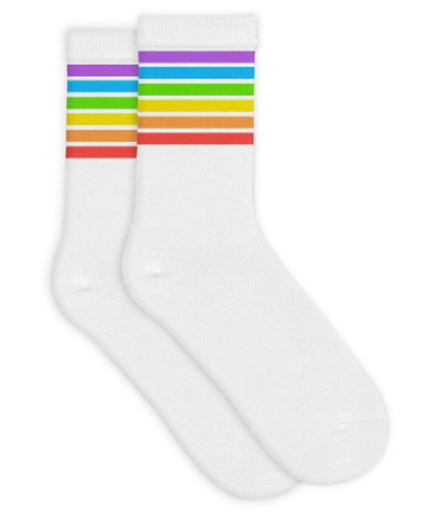 Men's White Rainbow Socks (Fits Sizes 8-11M)