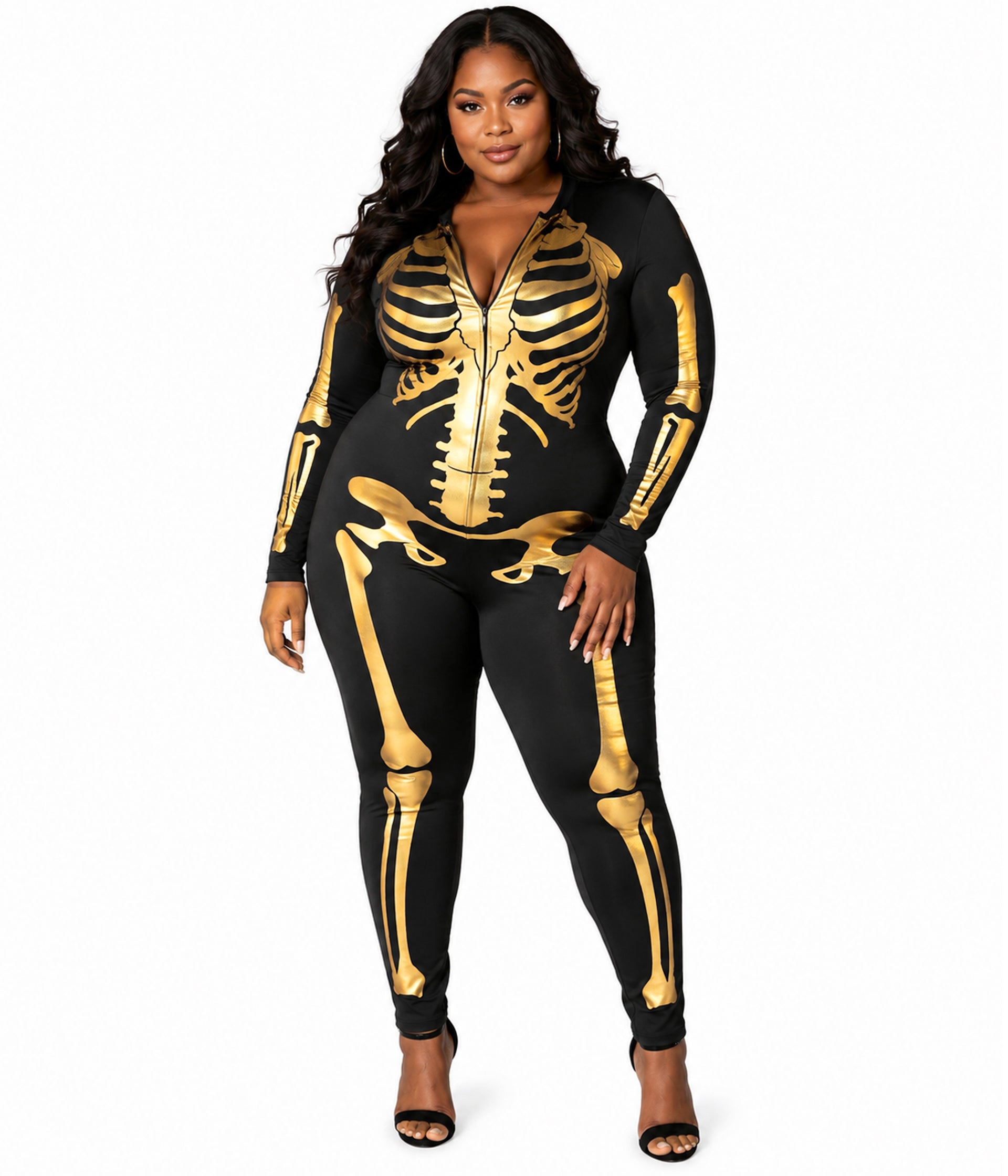 Gold Skeleton Bodysuit Plus Size Costume