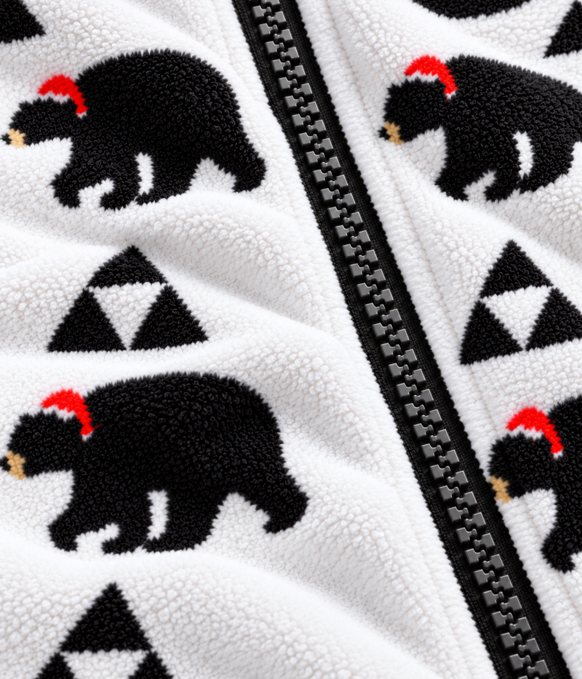 Women's Beary Christmas Jumpsuit fabric close-up