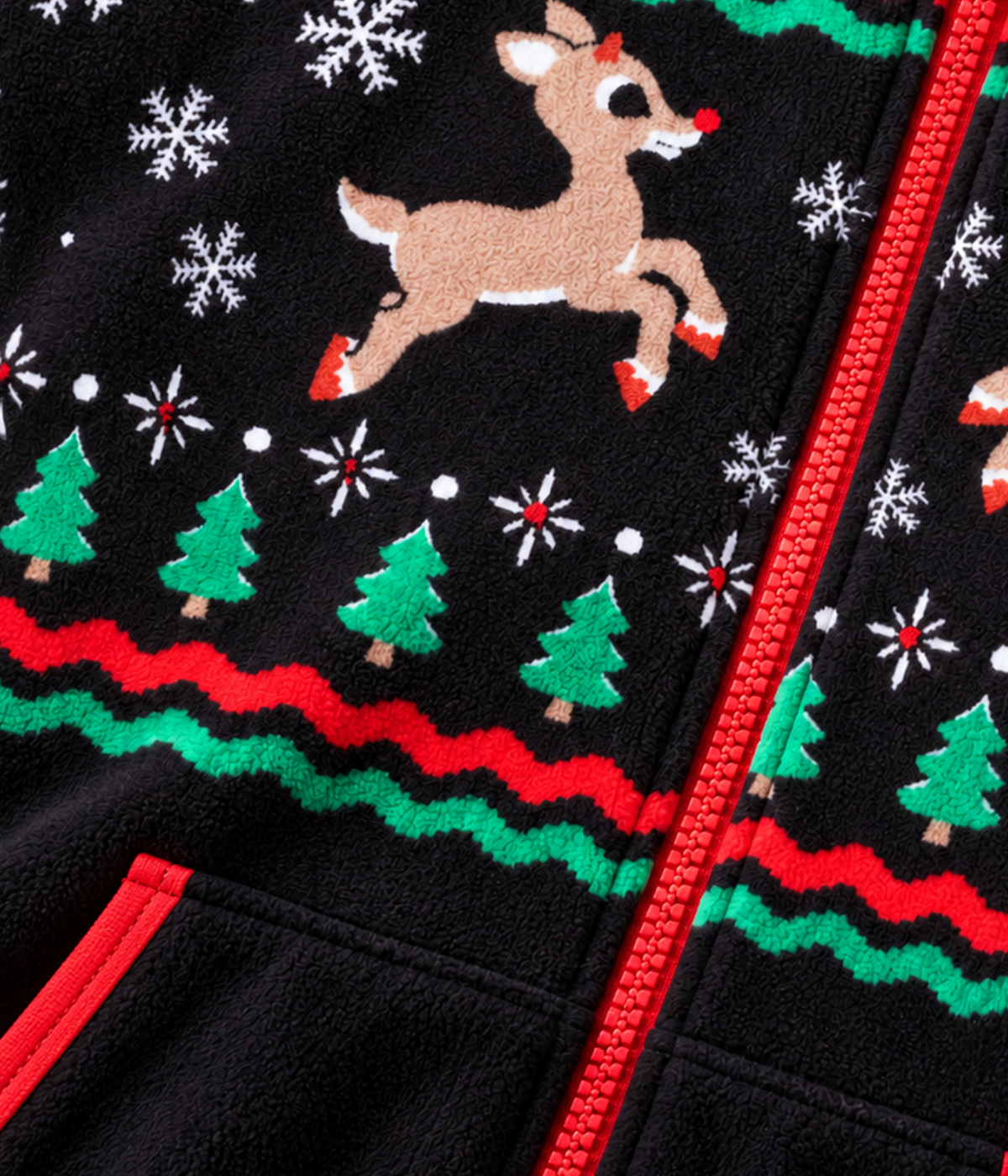 Women's Fair Isle Rudolph Jumpsuit fabric close-up