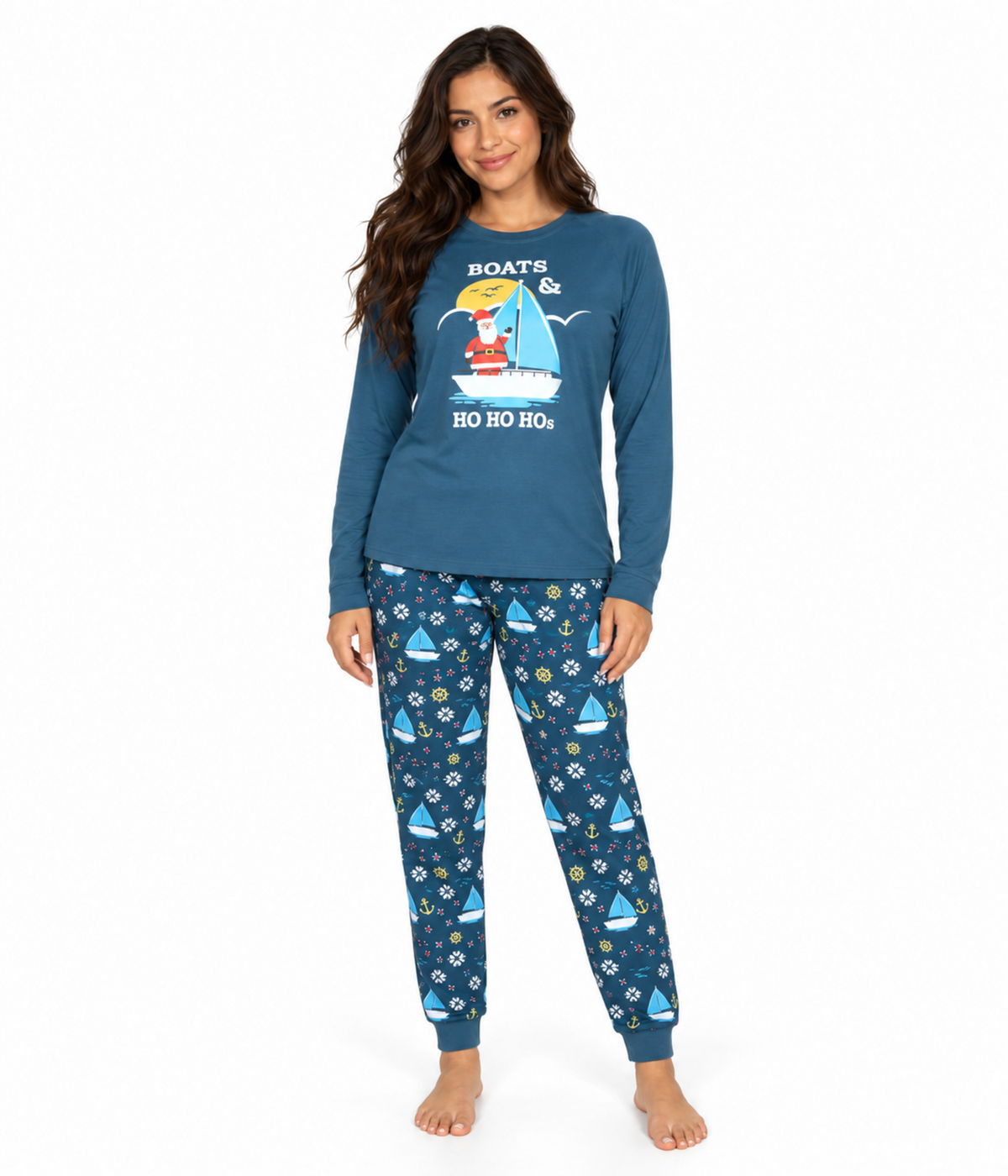 Women's Boats & Ho Ho Hos Crew Neck Pajama Set Primary Image