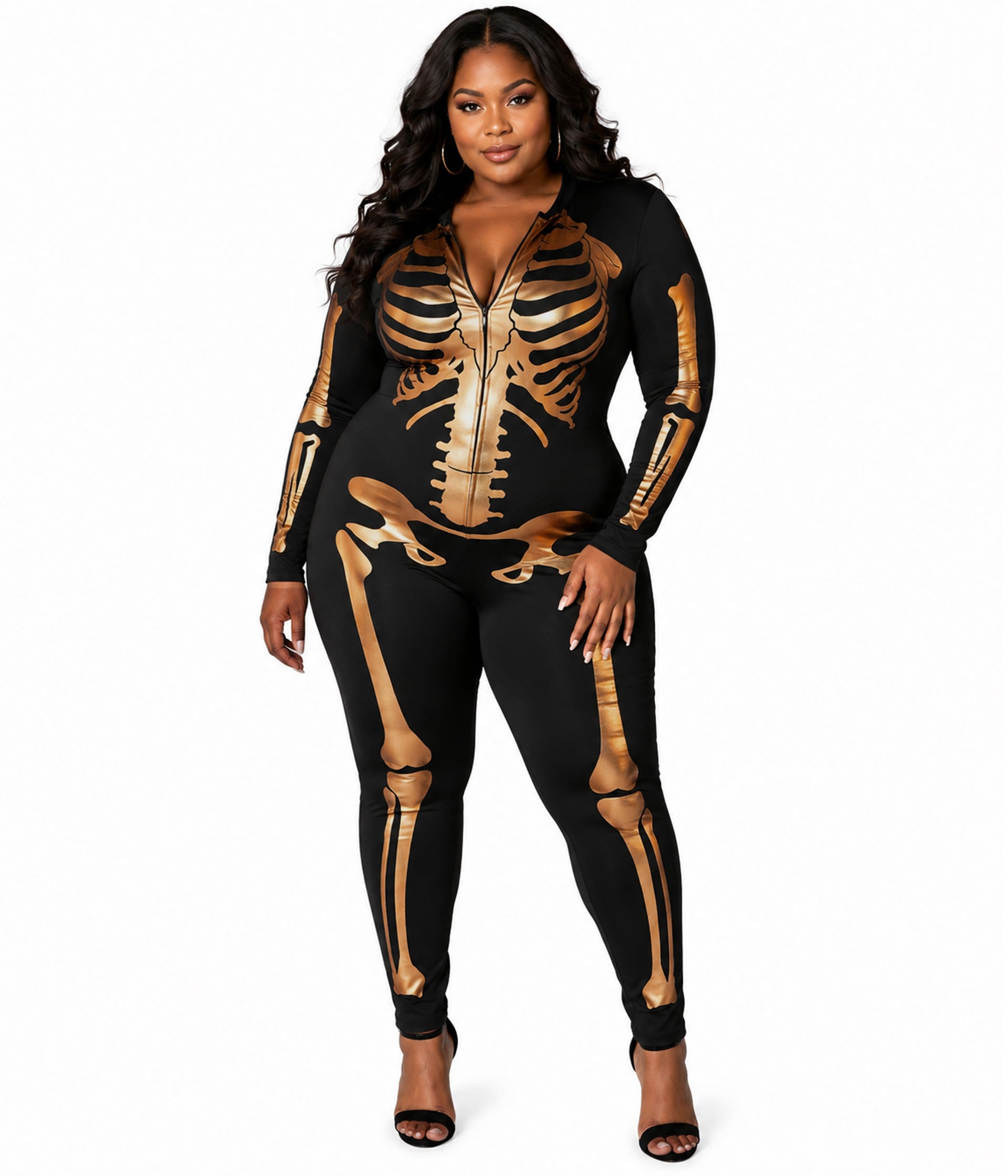 Bronze Skeleton Bodysuit Plus Size Costume