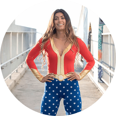 shop cosplay costumes - image of woman wearing super costume