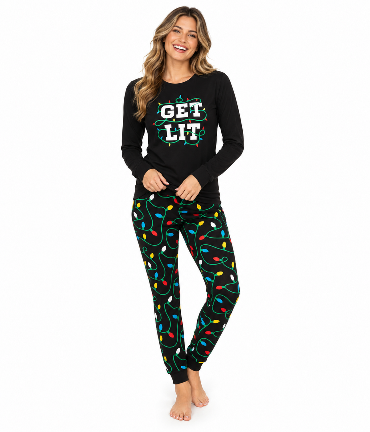 Women's Get Lit Crew Neck Pajama Set