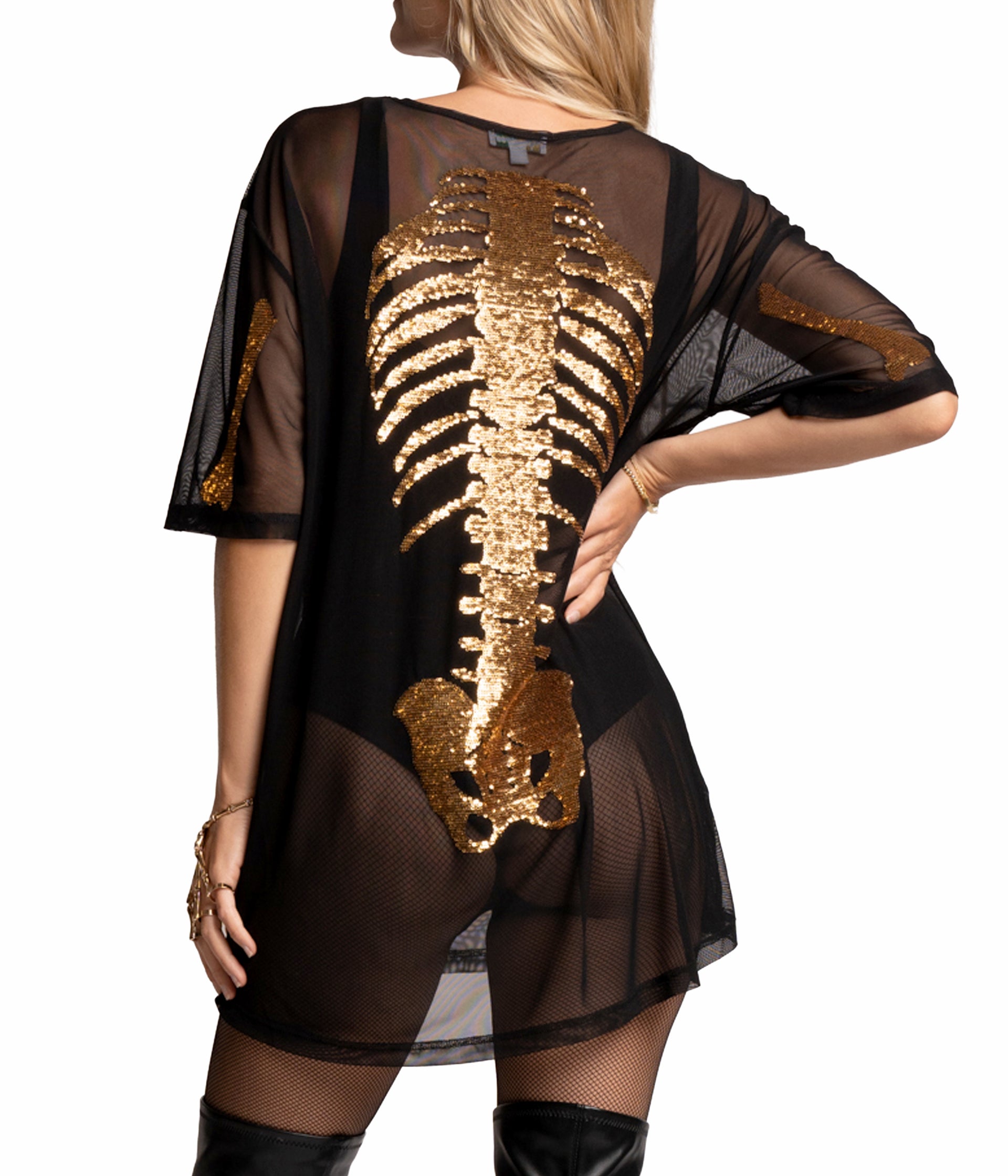Gold Skeleton Mesh Costume Dress