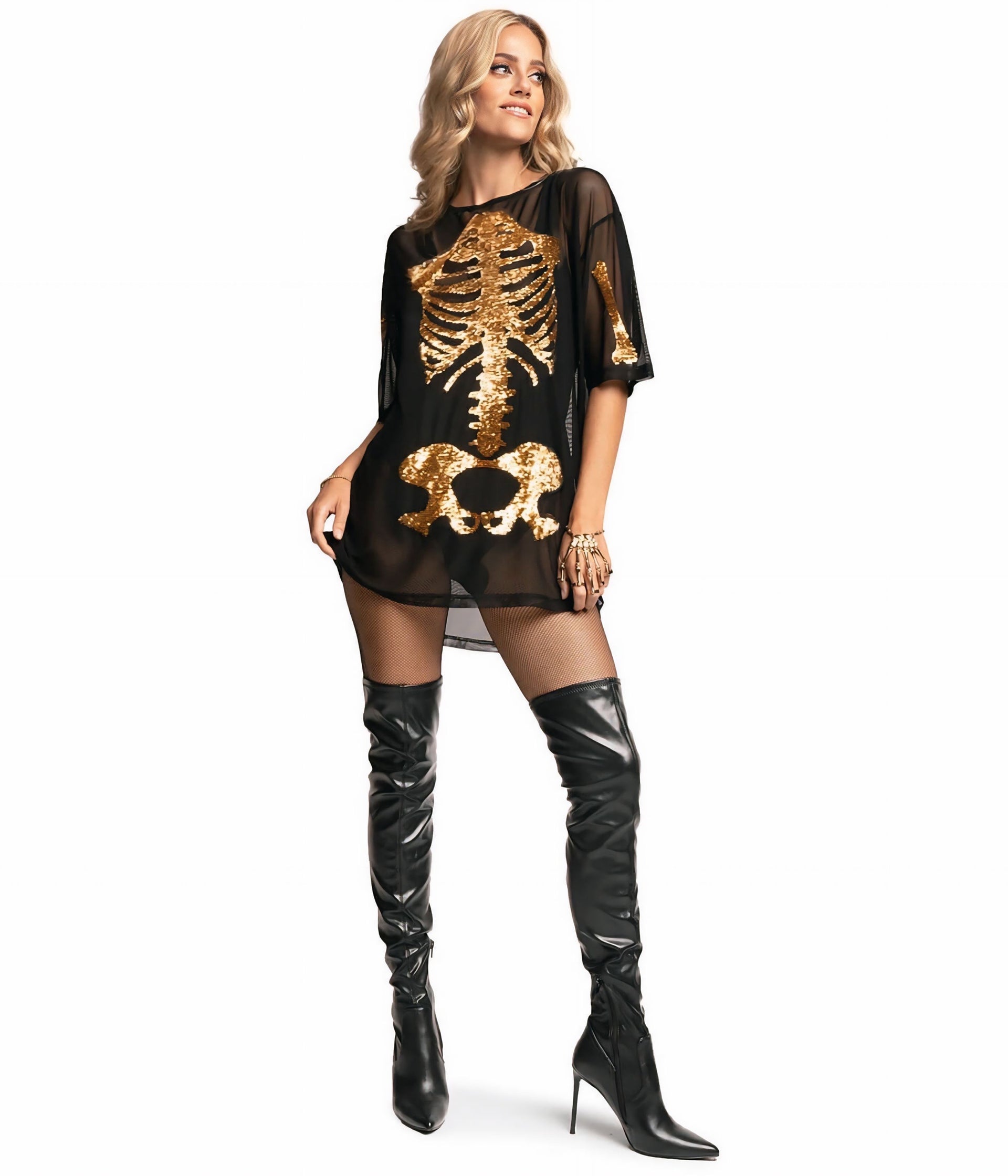 Gold Skeleton Mesh Costume Dress