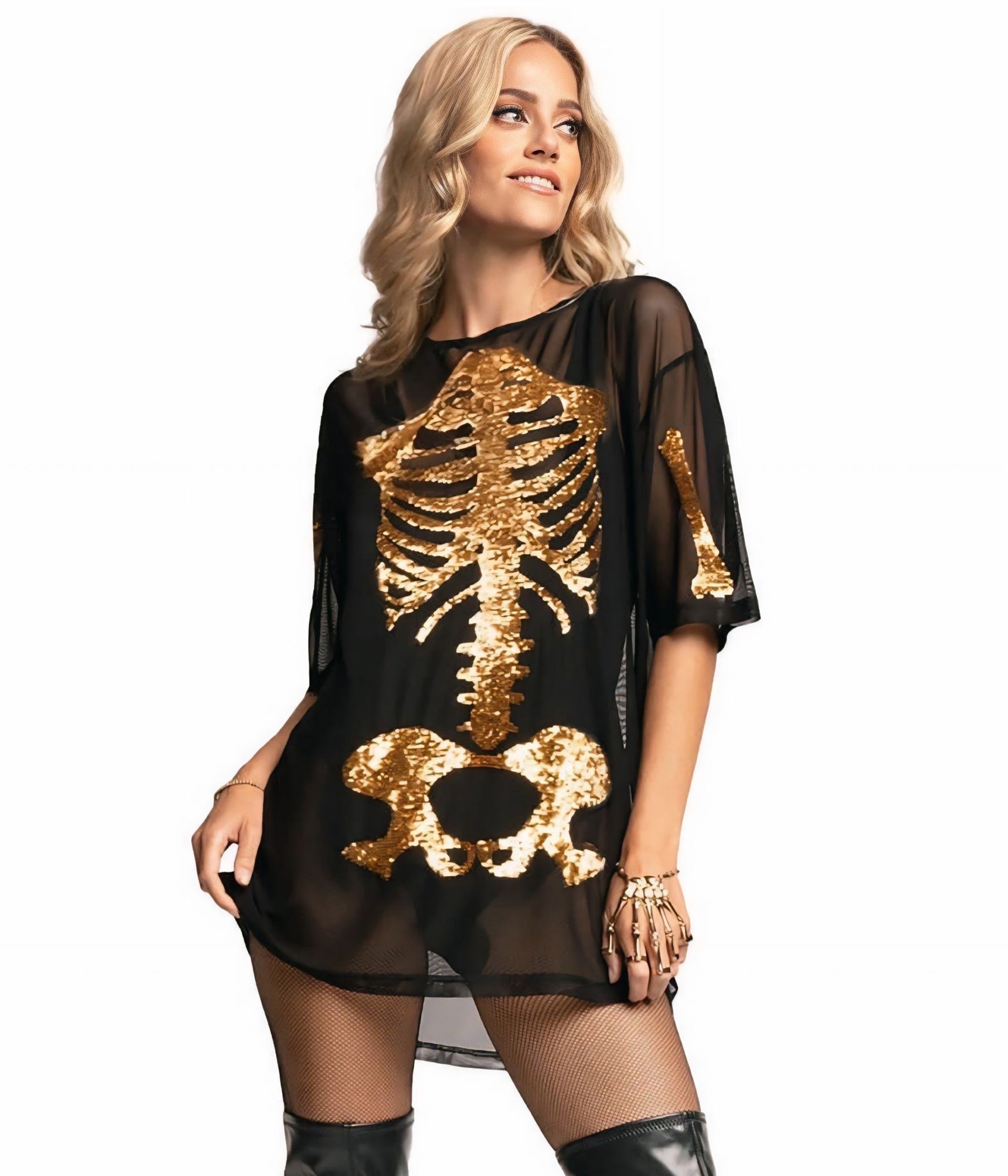 Gold Skeleton Mesh Costume Dress