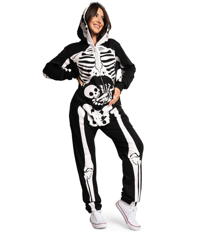 Pregnant Skeleton Baby Girl Halloween Costume T-Shirt