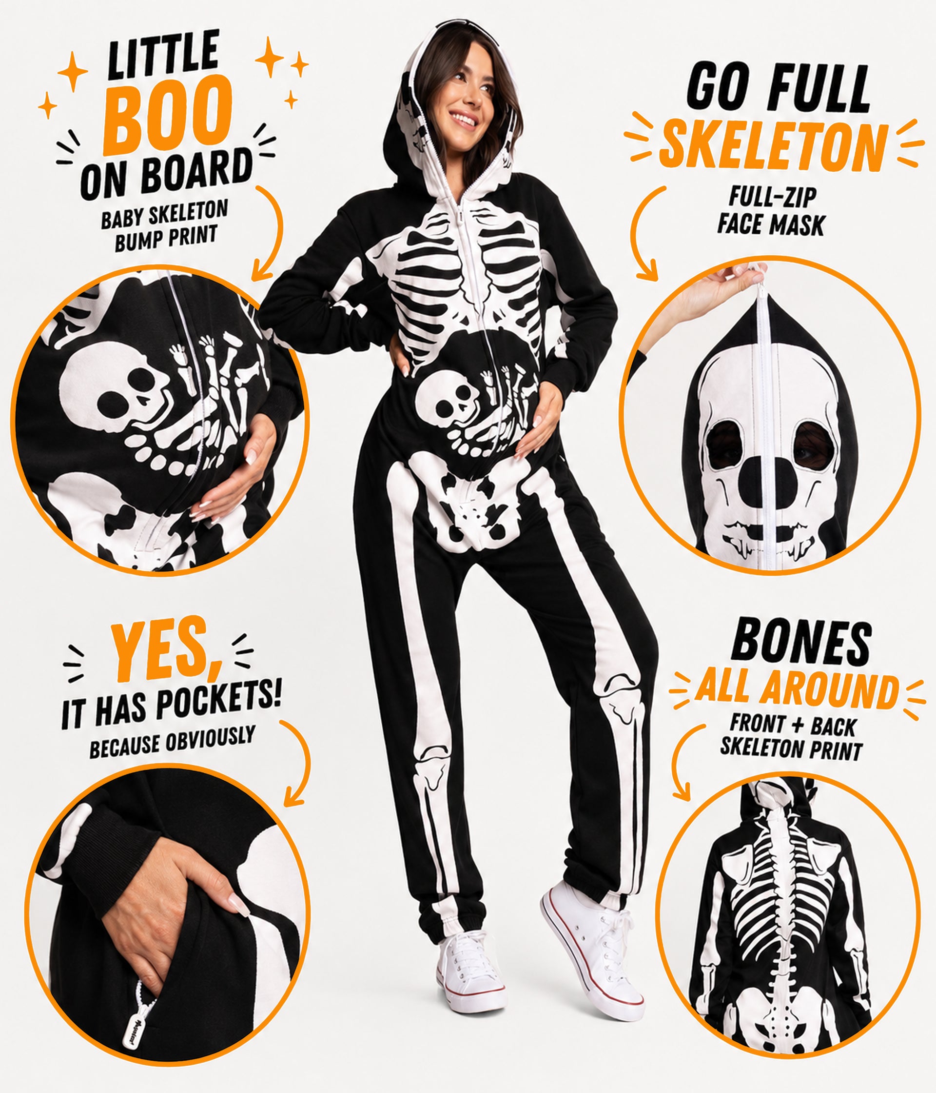 Women's Pregnant Skeleton Maternity Costume Image 2