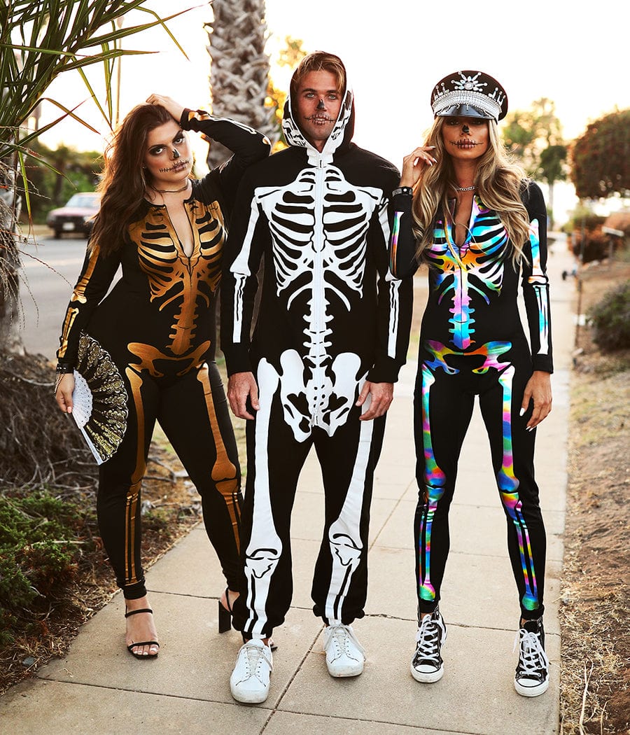 Iridescent Skeleton Bodysuit Costume: Women's Halloween Outfits