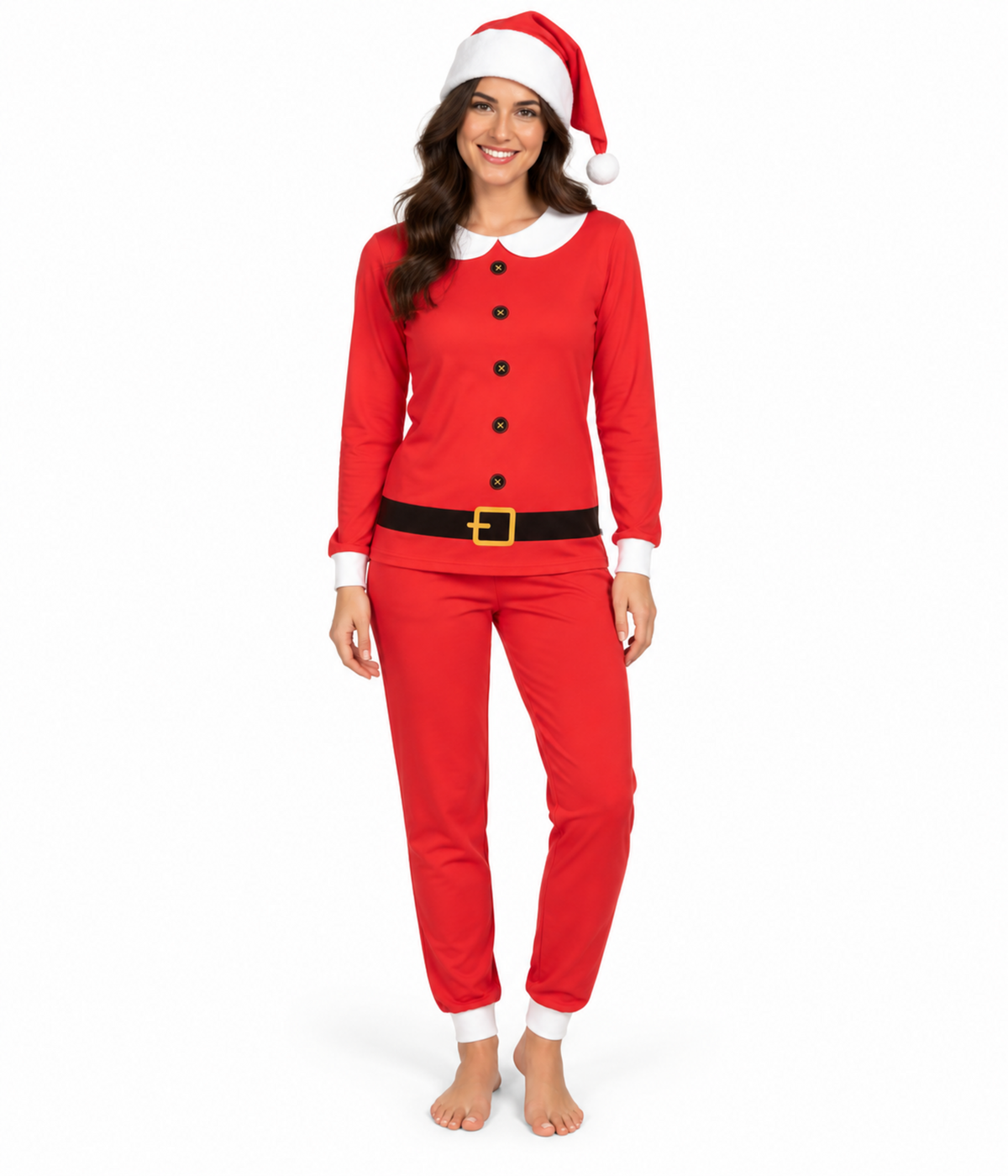 Women's Mrs. Claus Crew Neck Pajama Set Primary Image