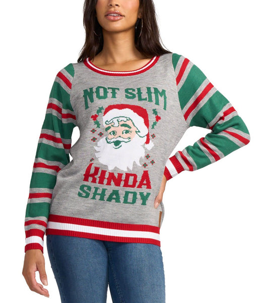 Not Slim Kinda Shady Ugly Christmas Sweater Women s Christmas Outfits Tipsy Elves