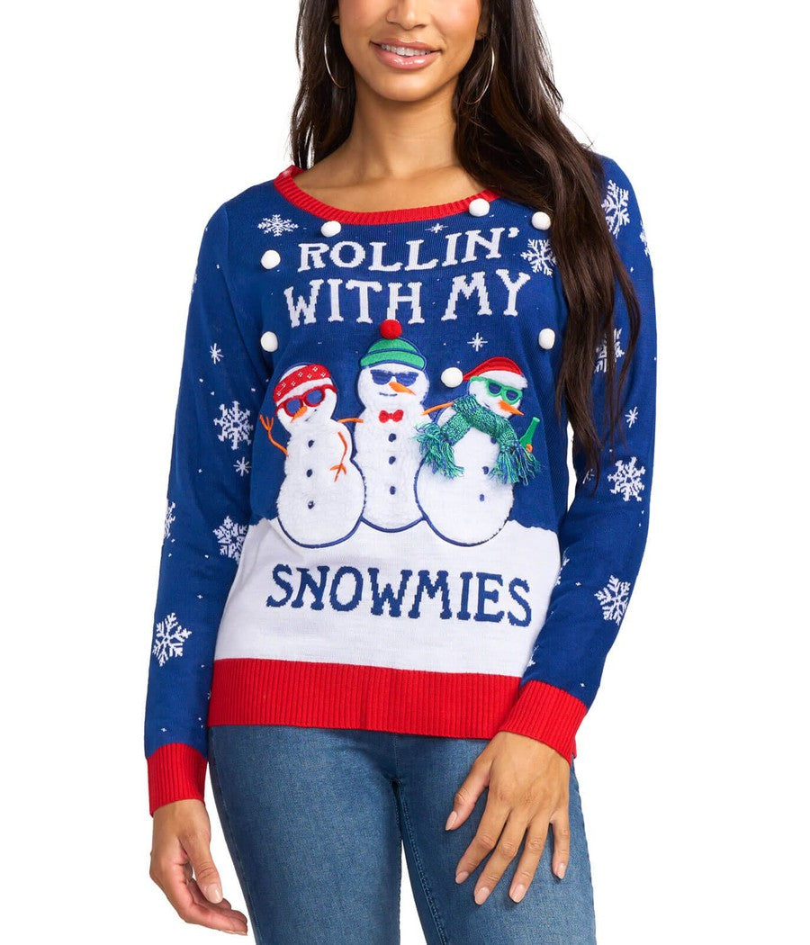 Women's Rollin' With My Snowmies Ugly Christmas Sweater