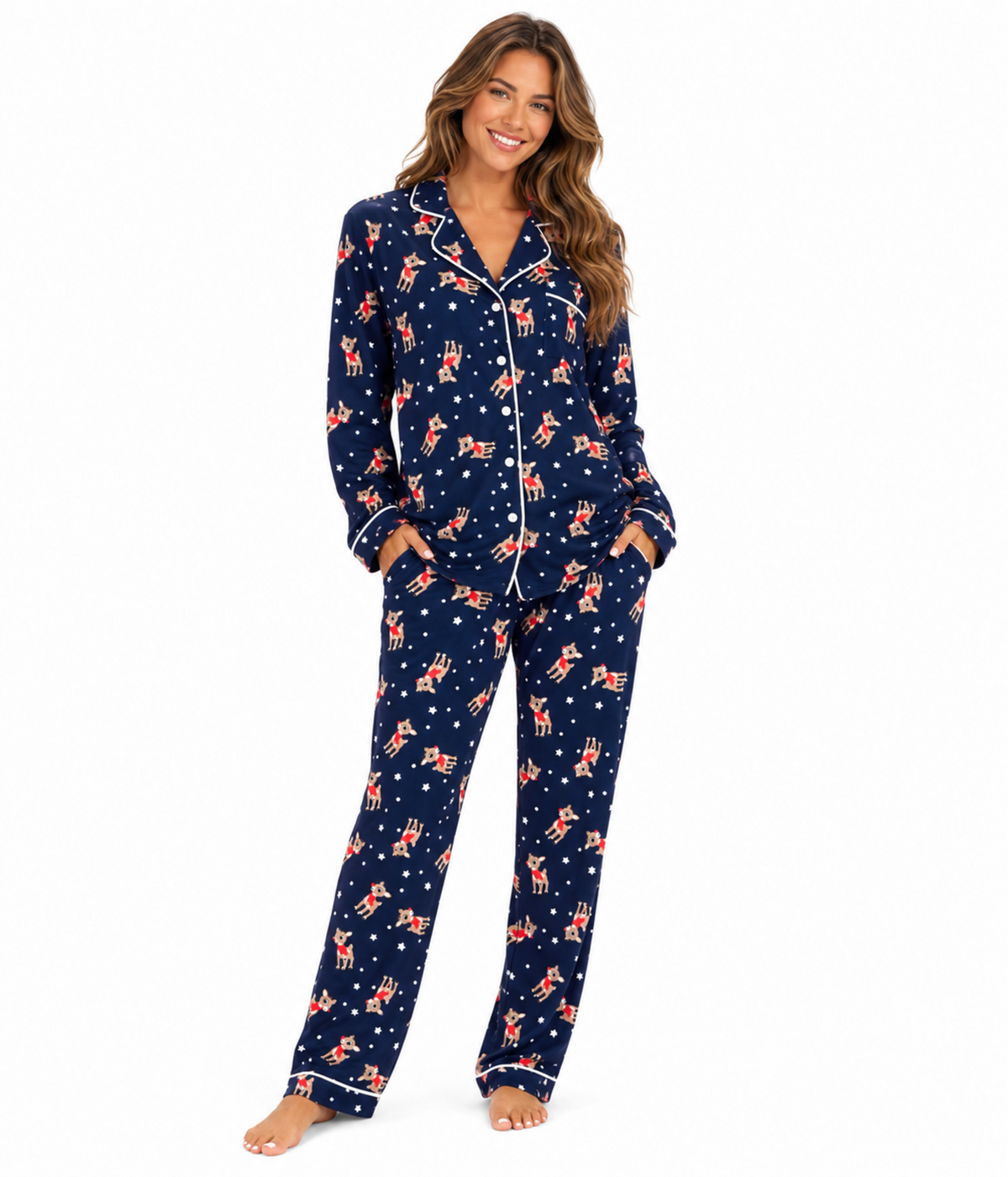 Women's Rudolph Lapel Pajama Set